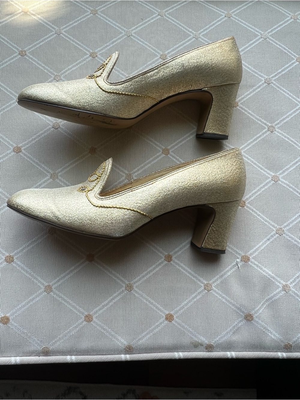 Vintage Balenciaga Custom Originals Gold Metallic Sparkle Pumps Heels 65B Rare - Picture 3 of 12